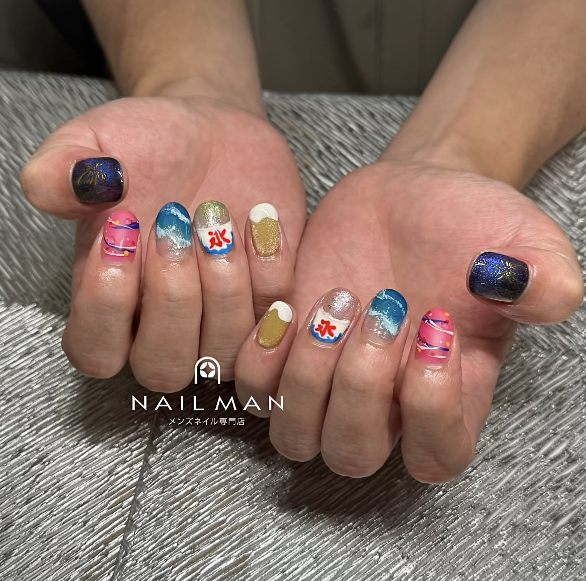 夏全開デザイン！ Nail Man 新宿店の個性派メンズデザイン｜Nail Man 新宿店 ～メンズネイル専門店～