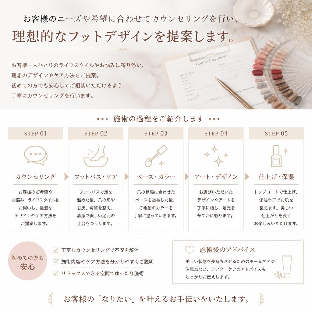 フットネイル施術の流れ